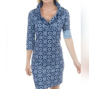 EUG! Med Gretchen Scott Bombay Navy Dress.Excellent Like New Condition